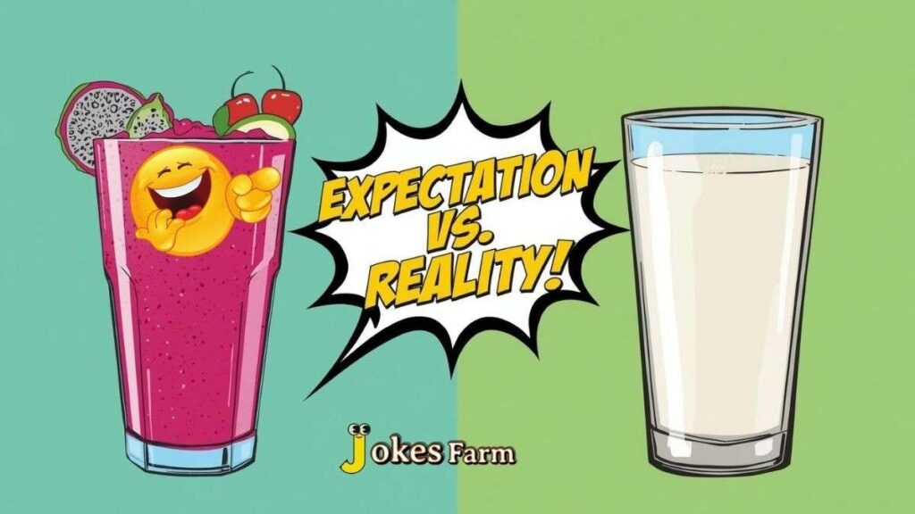 Dragon fruit smoothie vs plain yogurt - funny contrast for mild flavor jokes