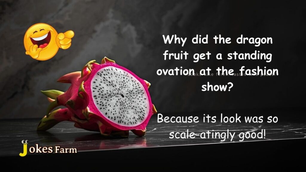 Vibrant pink dragon fruit on marble counter with dramatic lighting - exotic fruit visual for jokes